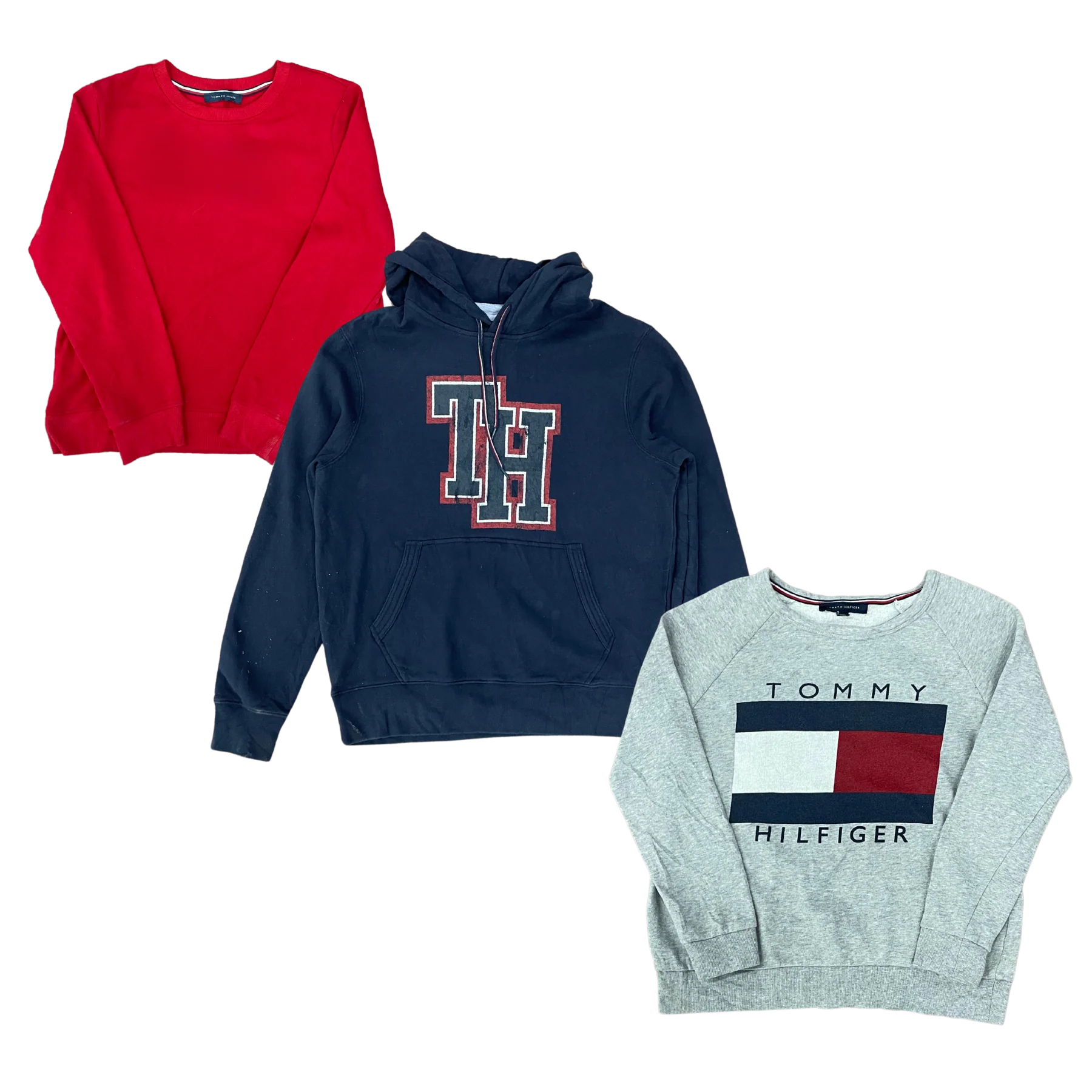 Tommy Hilfiger Women's Regular Fit Tartan Logo Hooded Sweatshirt White Size XX-Large