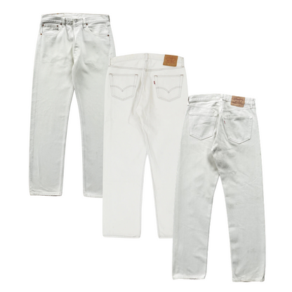 50x LEVI'S 501 WHITE DENIM JEANS