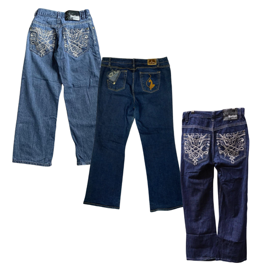 50x WOMEN'S EMBROIDERED Y2K HIP HOP JEANS