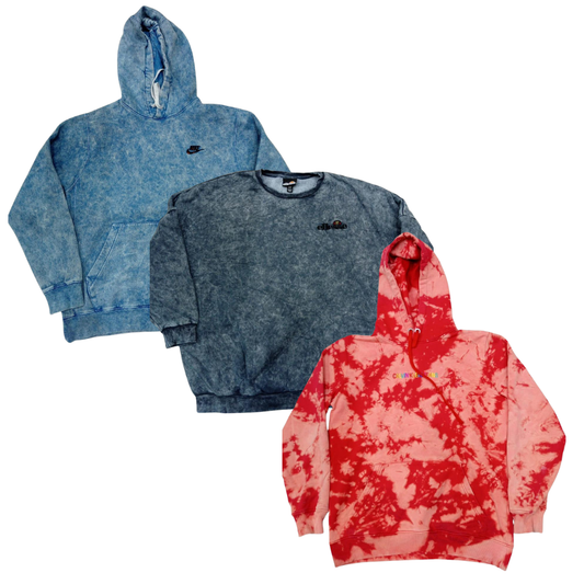 50x BRANDED ACID WASH SWEATSHIRTS/HOODIES