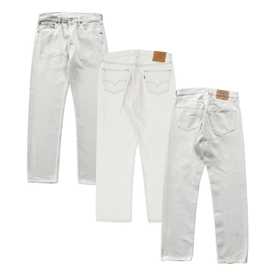 50x LEVI’S 501 WHITE DENIM JEANS