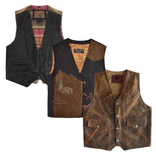 25x AUSTRIAN LEATHER WOOD BUTTON VESTS