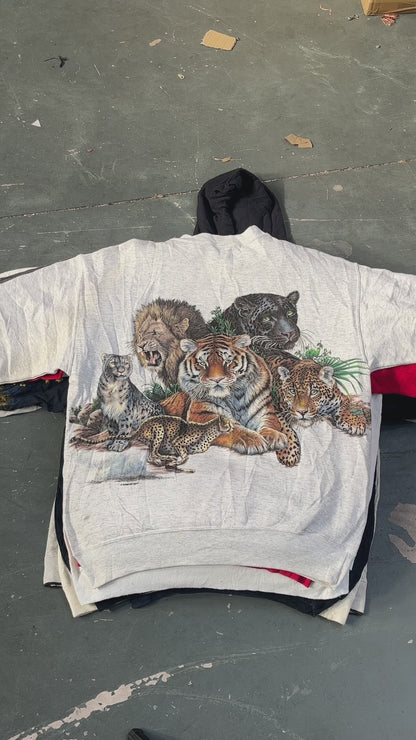 50x SWEATSHIRTS MED ANIMALT TRYCK FRÅN VINTAGE